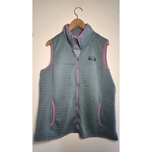 LL Bean Vest Women Large Green Airlight Full Zip Fleece Lightweight Hiking Layer